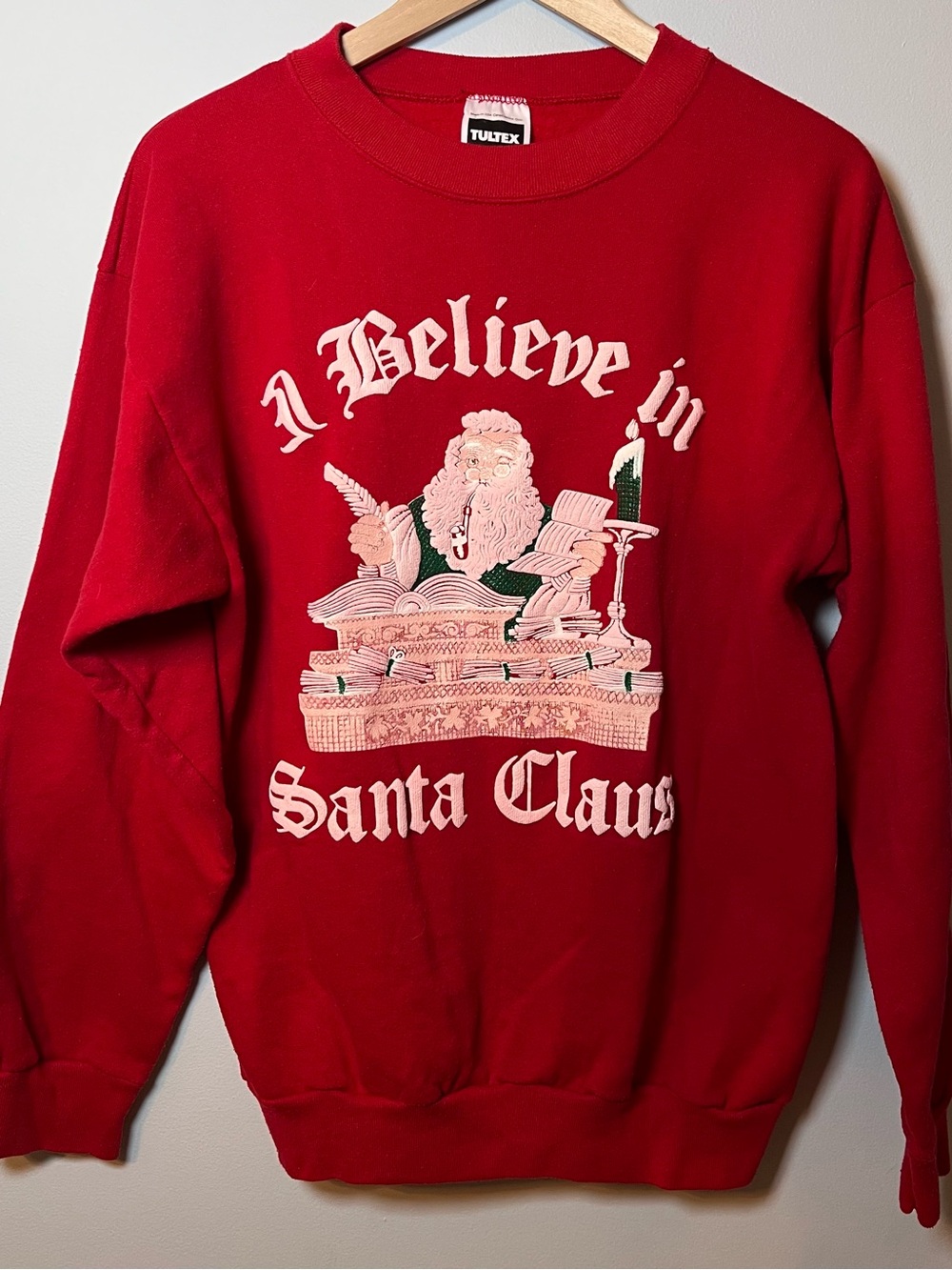 Vintage I Believe in Santa Clause Christmas Sweatshirt Tultex sz XL Made in USA